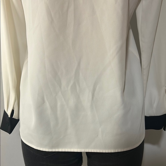 Calvin Klein Tunic Blouse Vintage Y2K Cream & Black Long Sleeve Women's Size SP - Picture 9 of 12